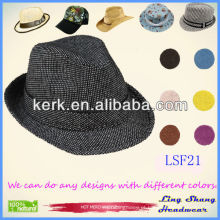 Fábrica de Design de Preço popular tecido unisex Fedora chapéu snapback chapéus chapéu preto costume, LSF21